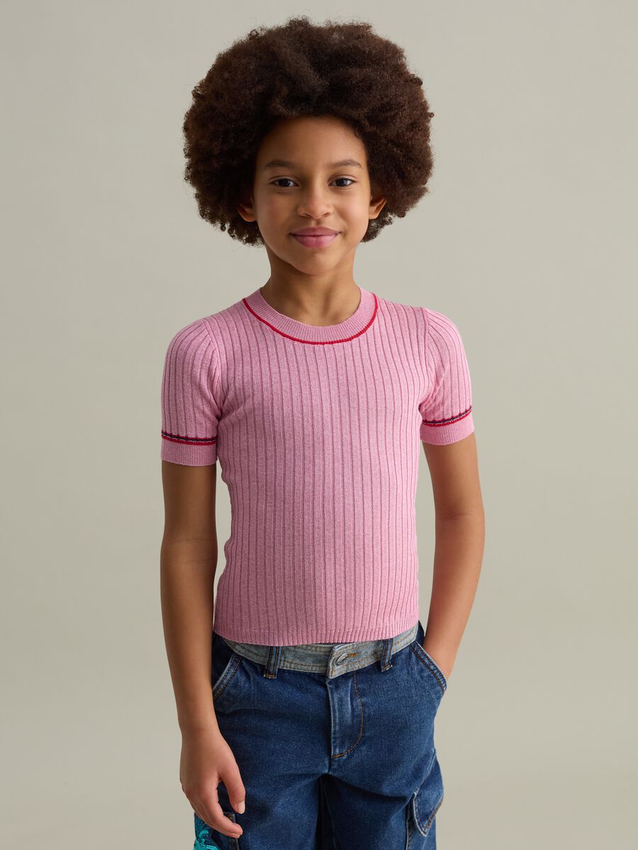 T-shirt in ribbed jersey with lurex_0
