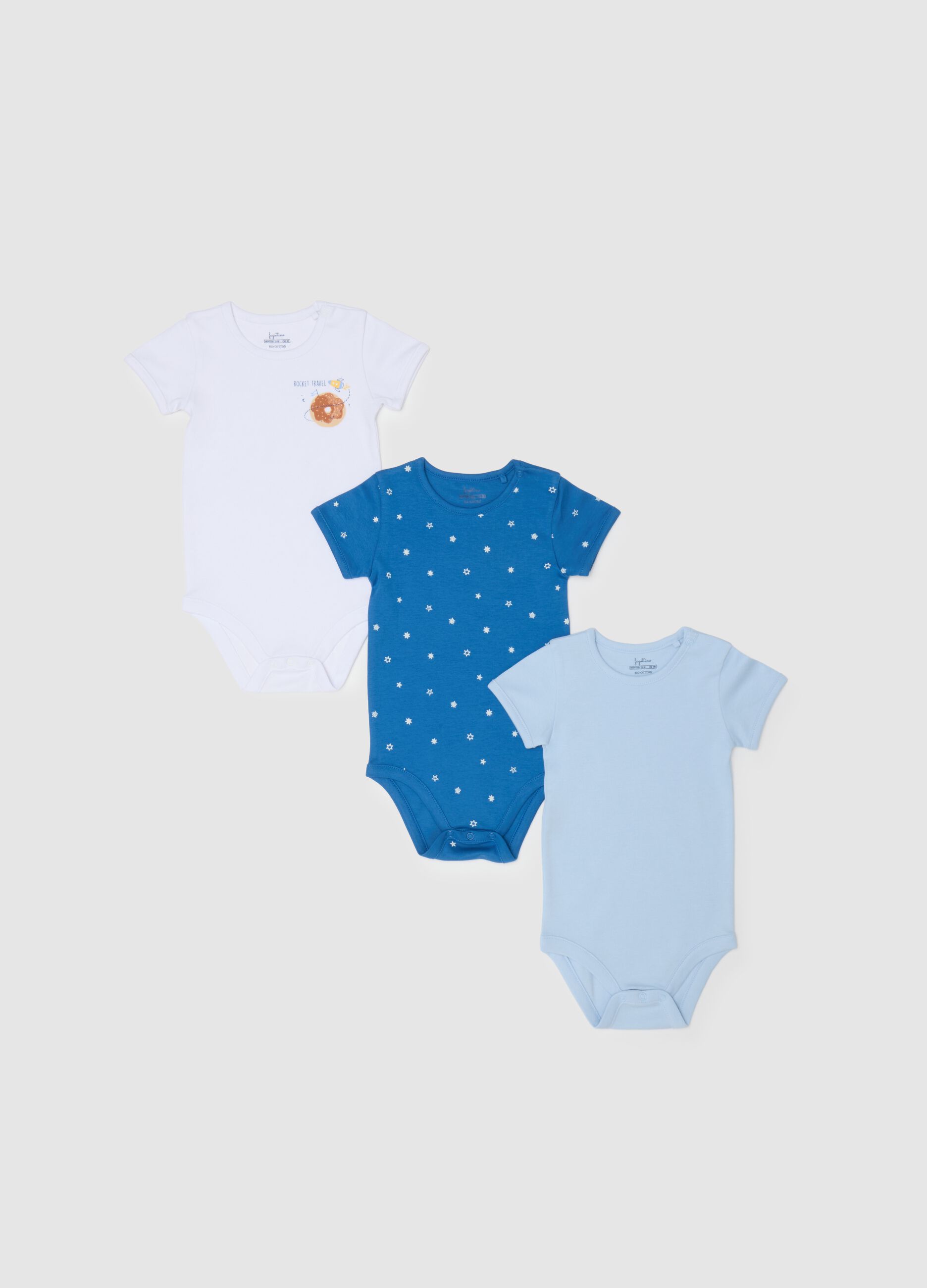 Children's Multicolour Pure Cotton Bodysuit Tripack