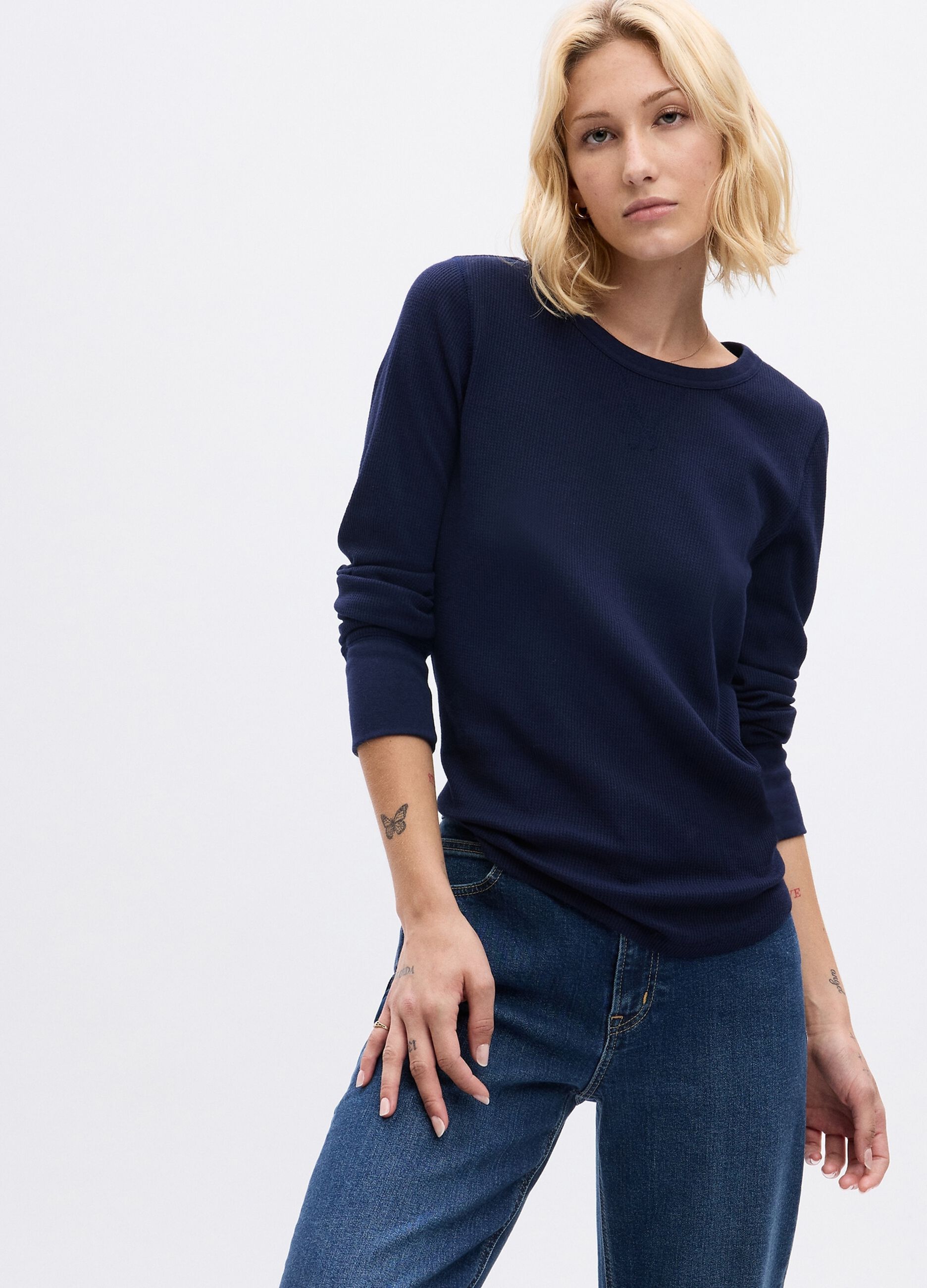 GAP T-shirt con micro trama waffle a maniche lunghe