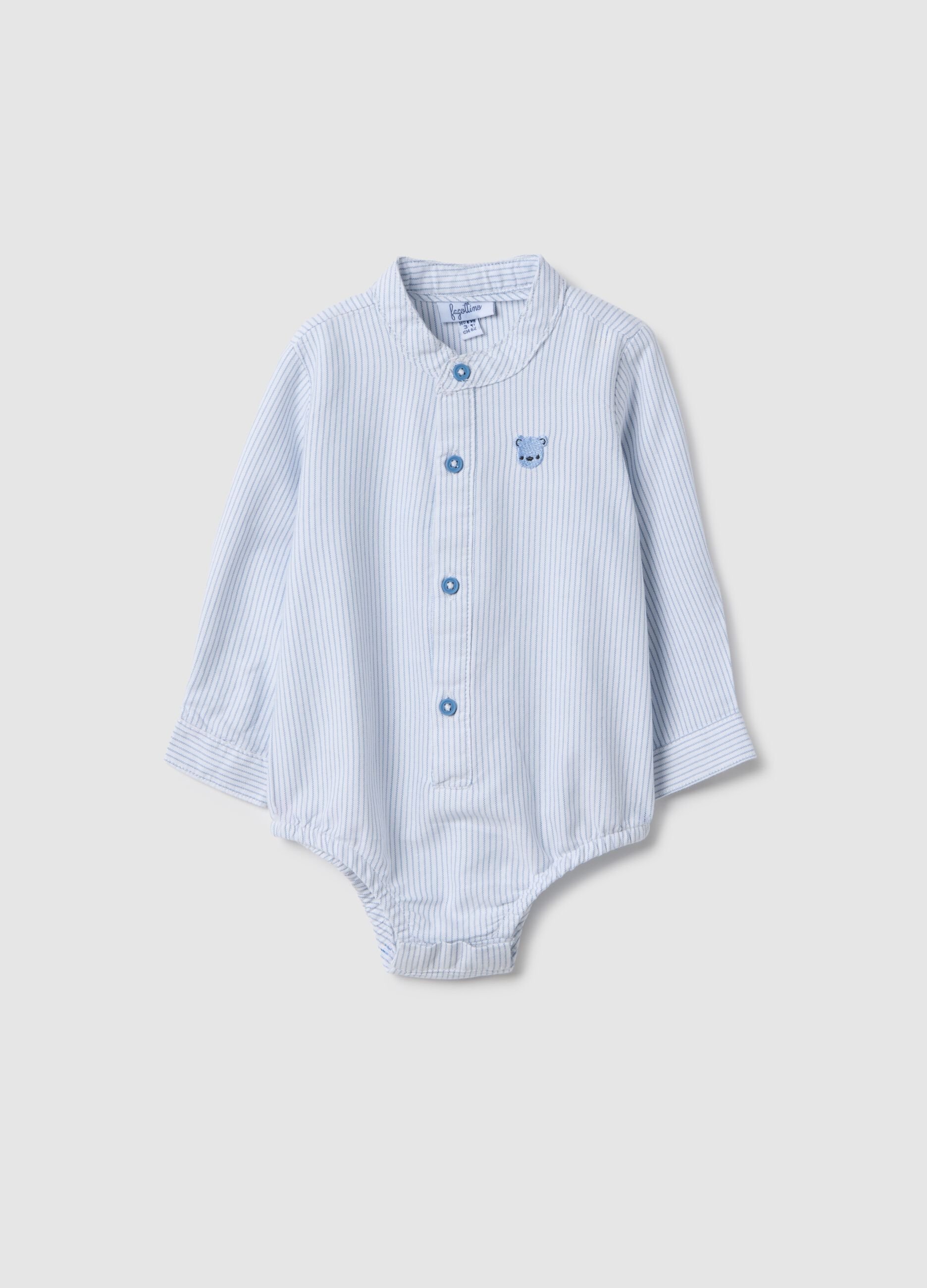 Baby blue cotton striped bodysuit regular fit