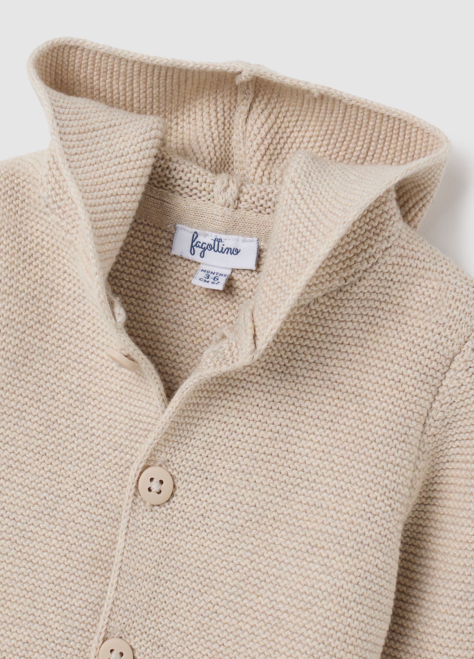 Pure Cotton Beige Baby Cardigan Regular Fit