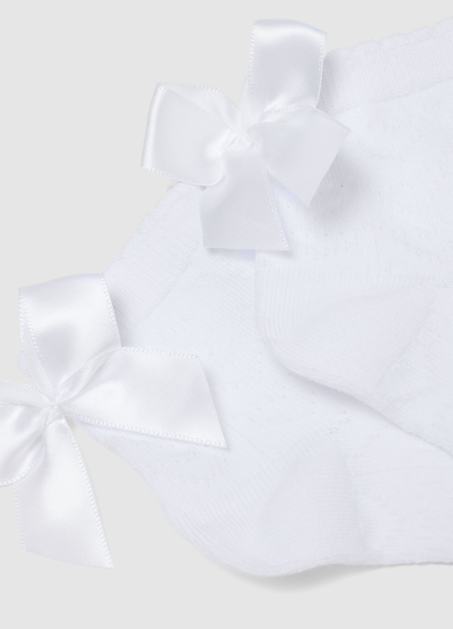Girls&rsquo; white stretch cotton-blend socks with bows