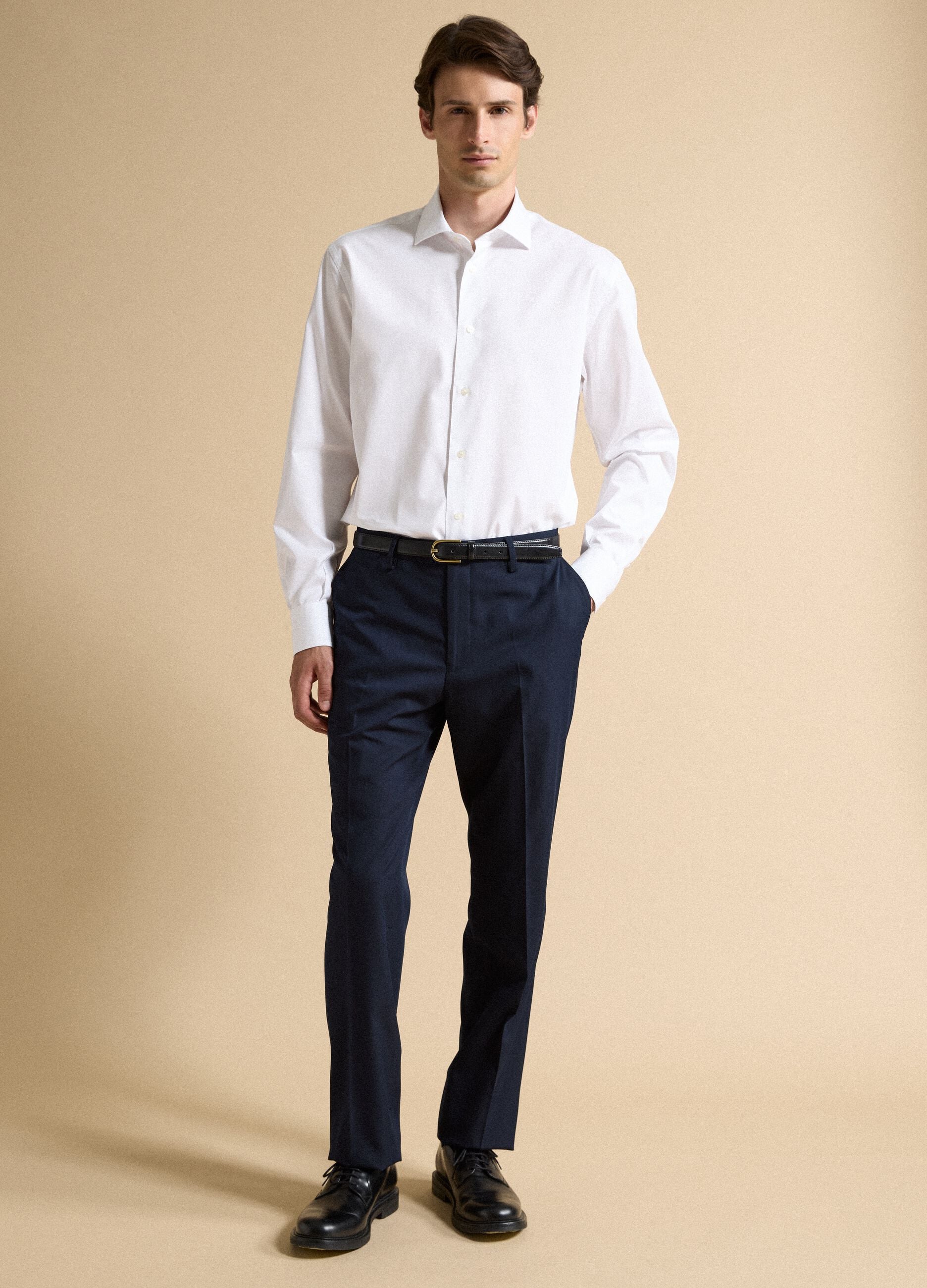 White pure cotton shirt with classic collar