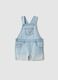 Blue denim short dungarees in cotton blend for girls - regular fit_0