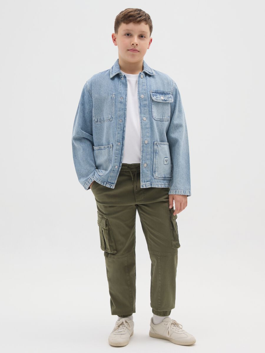 Pantaloni da ragazzo in misto cotone elasticizzato verdi_0