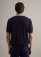 T-shirt a maniche corte in misto cotone, lino e seta blu regular fit_3