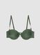 Green stretch bikini top with stones and removable cups_0