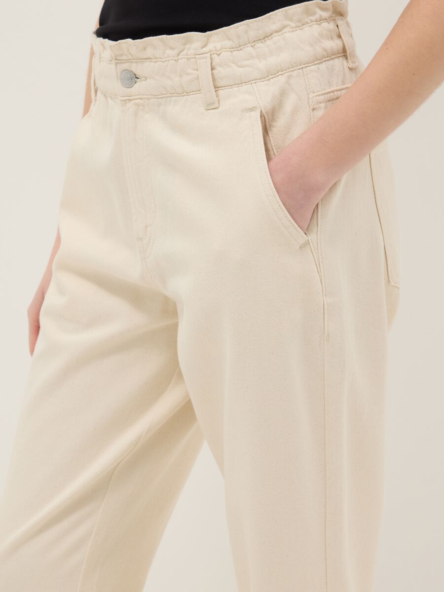 Beige pure cotton baggy trousers_3
