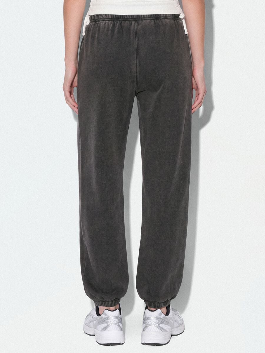 Pantaloni jogger grigi in misto cotone con coulisse_3