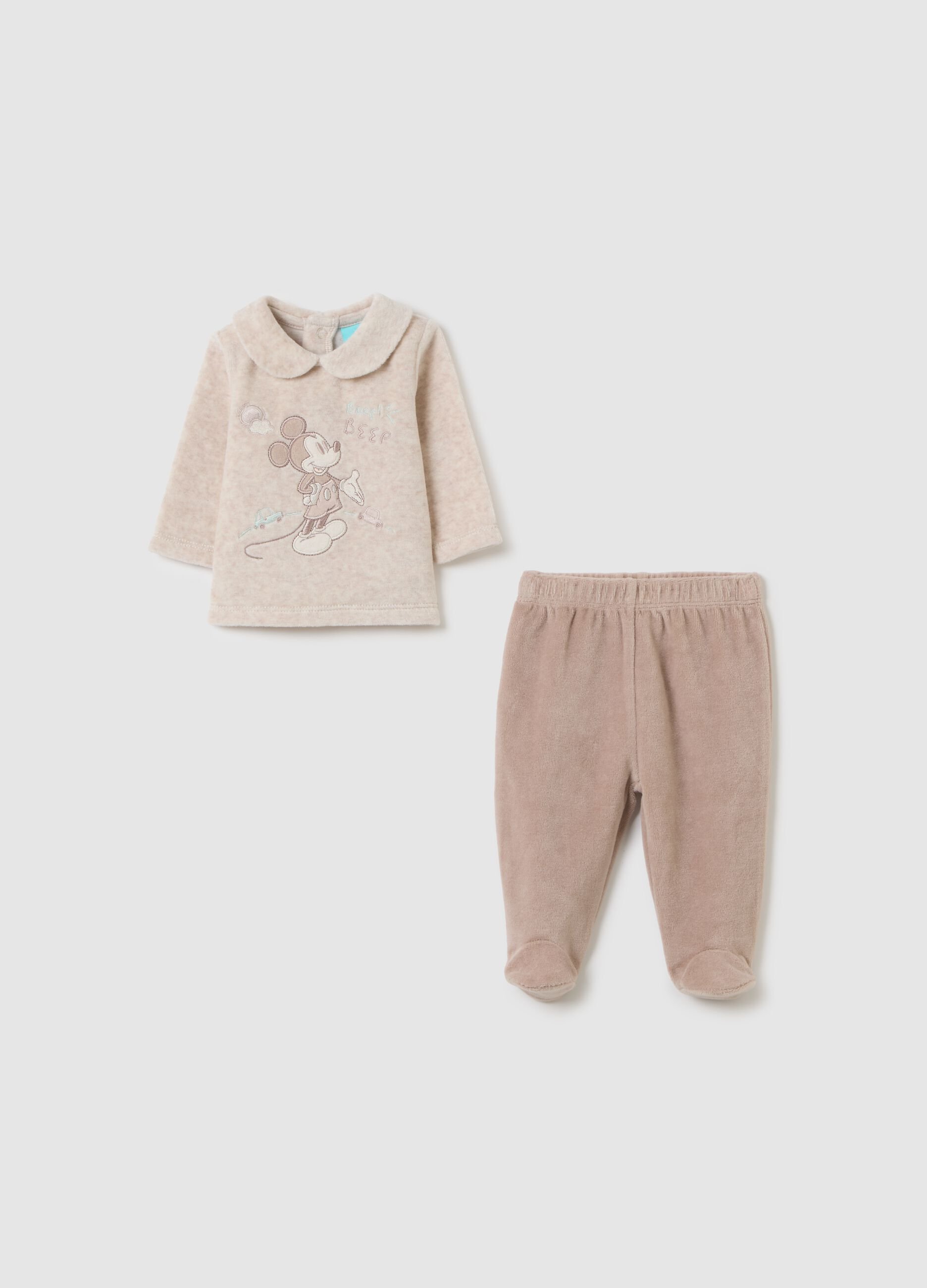 Beige cotton blend baby set