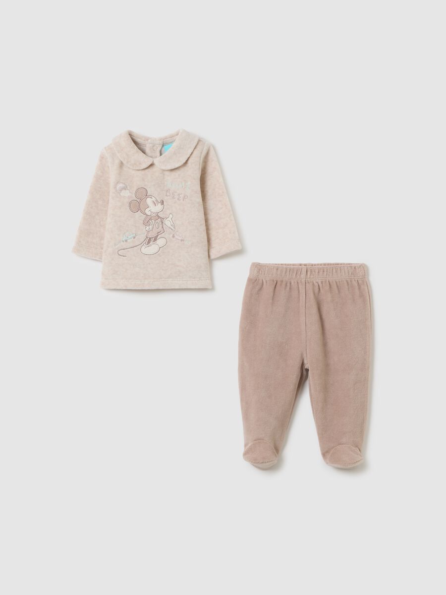 Beige cotton blend baby set_0