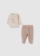 Beige cotton blend baby set_0