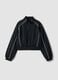 Black zip-up jacket with contrasting piping and high neck for girls_0