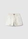 Girls' regular fit pure white cotton shorts_0