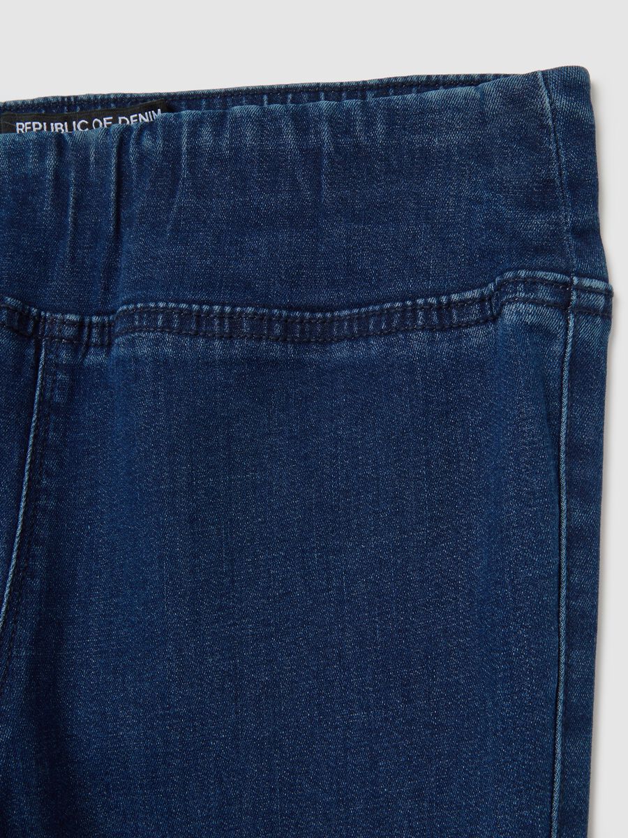Pantaloni flare blu in misto cotone_1