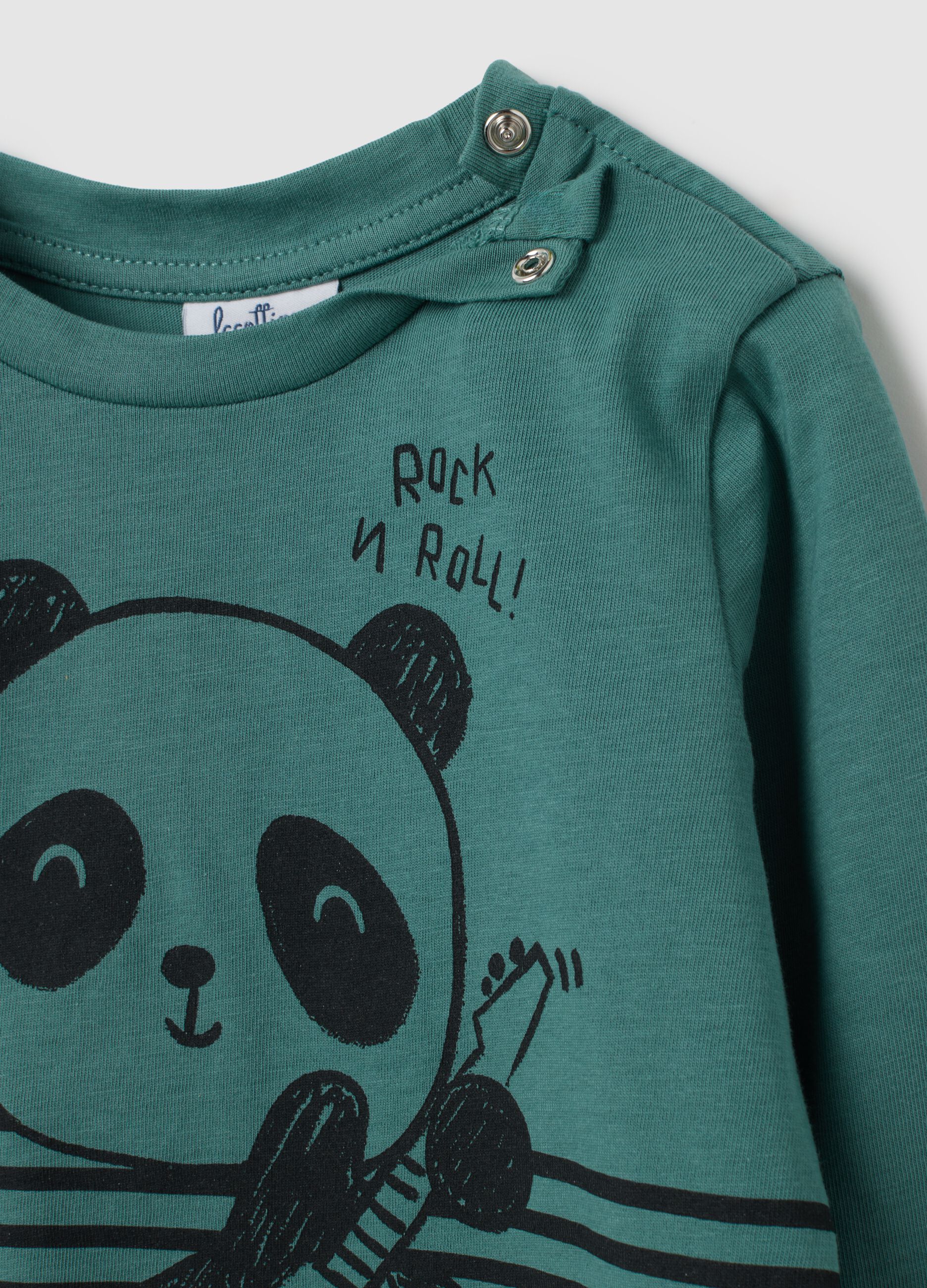 Maglietta a righe per bambino in puro cotone verde regular fit 