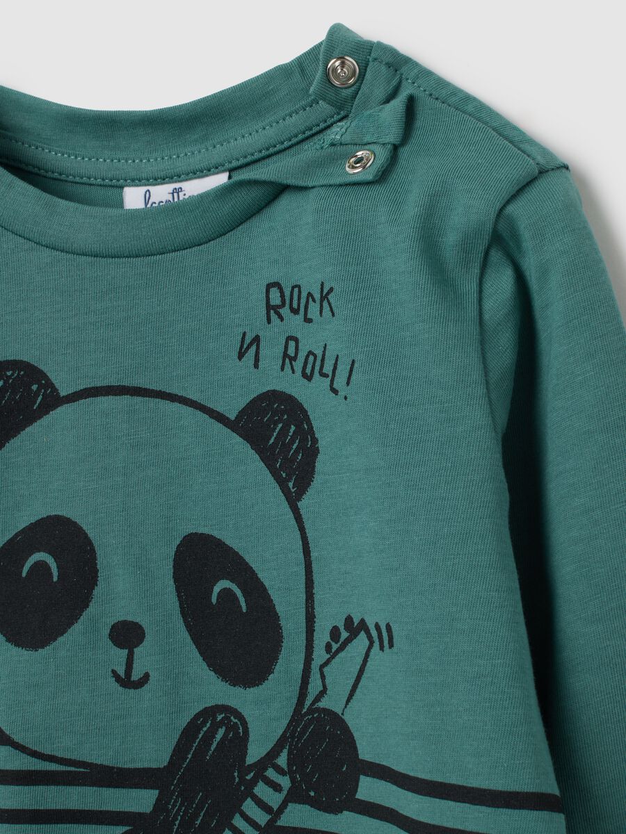 Maglietta a righe per bambino in puro cotone verde regular fit _3