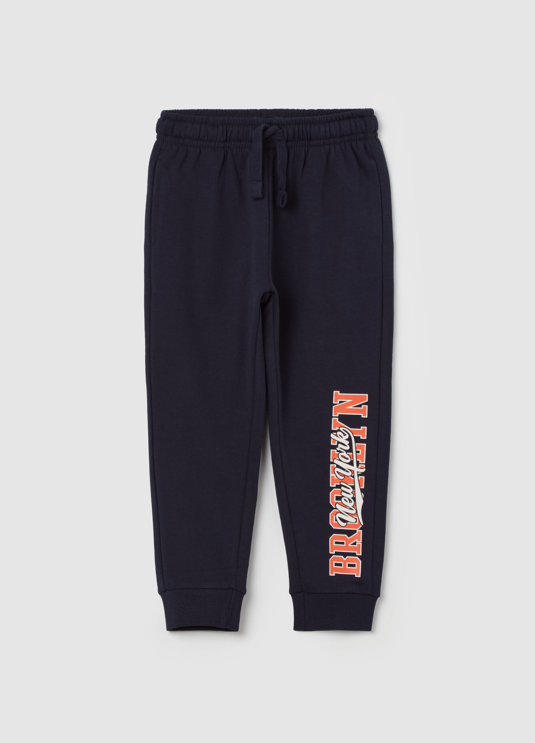 Organic cotton joggers with drawstring and print