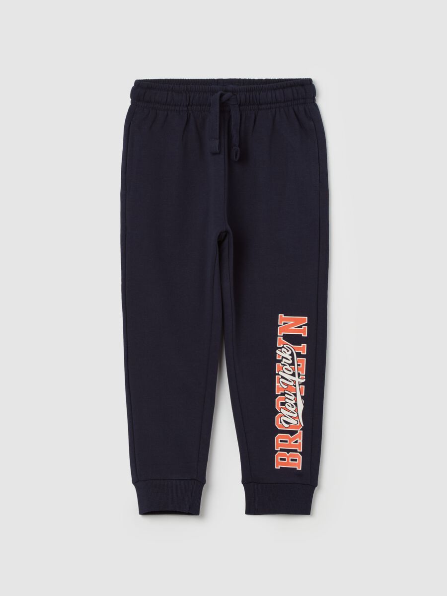 Organic cotton joggers with drawstring and print_0