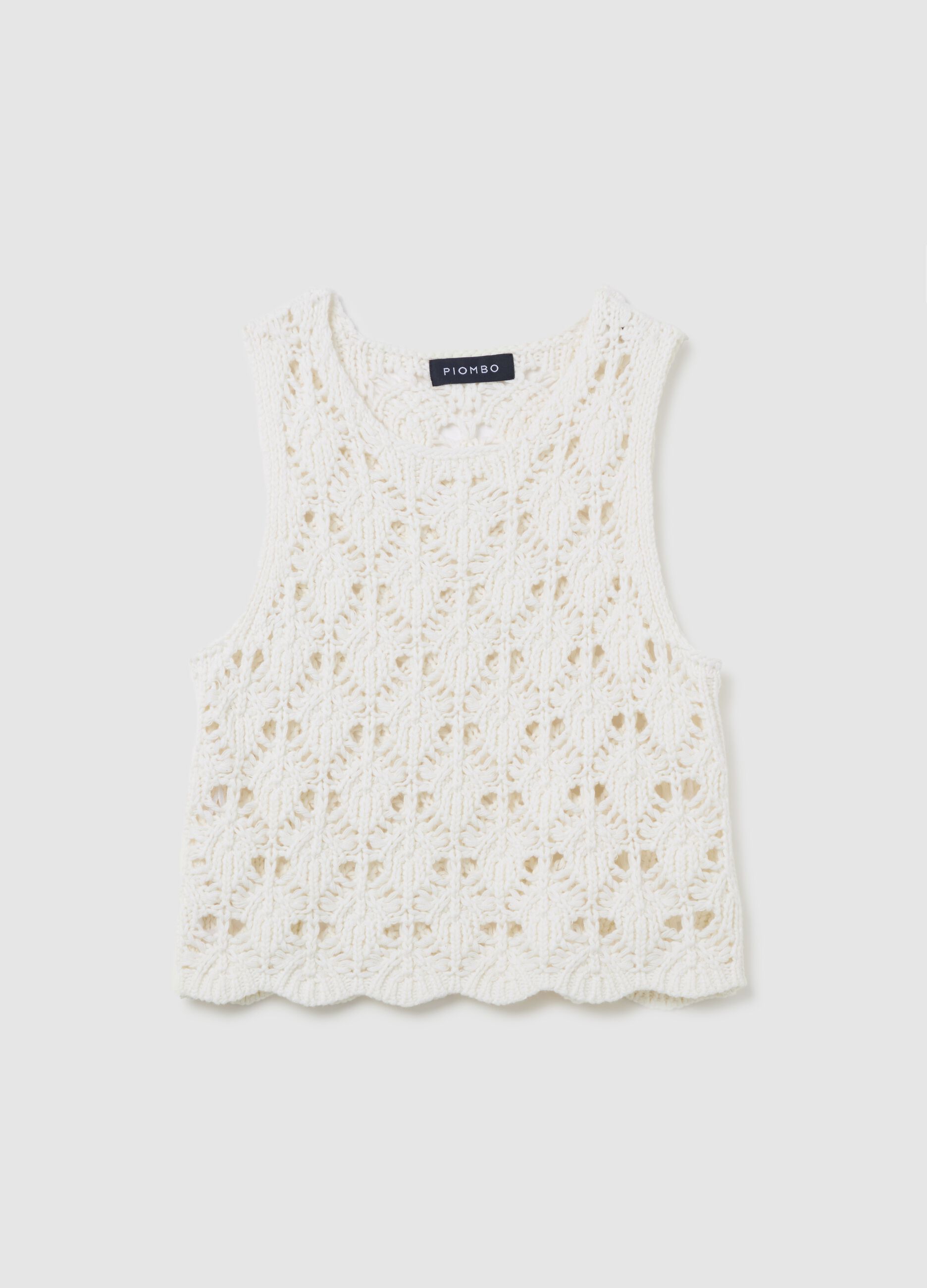Tank top in cotone crochet bianco