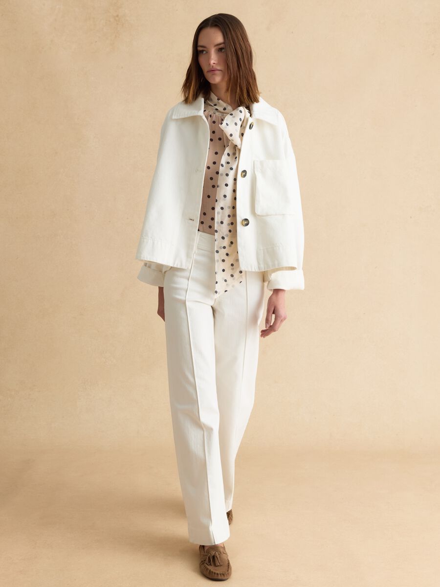 White pure cotton jacket with buttons, regular fit_2