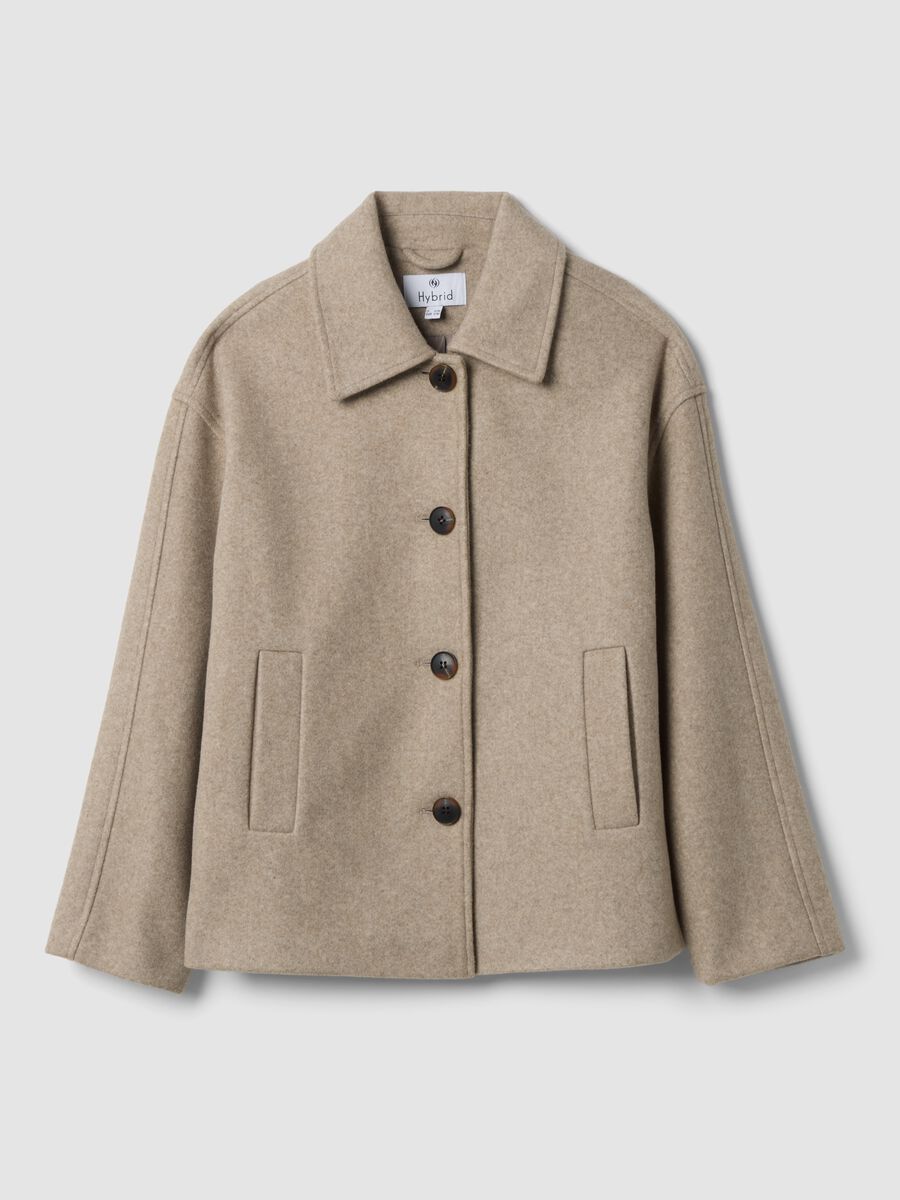 Giacca beige regular fit con colletto e bottoni_0
