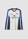 T-shirt bianca in puro cotone con girocollo e stampa racing_0