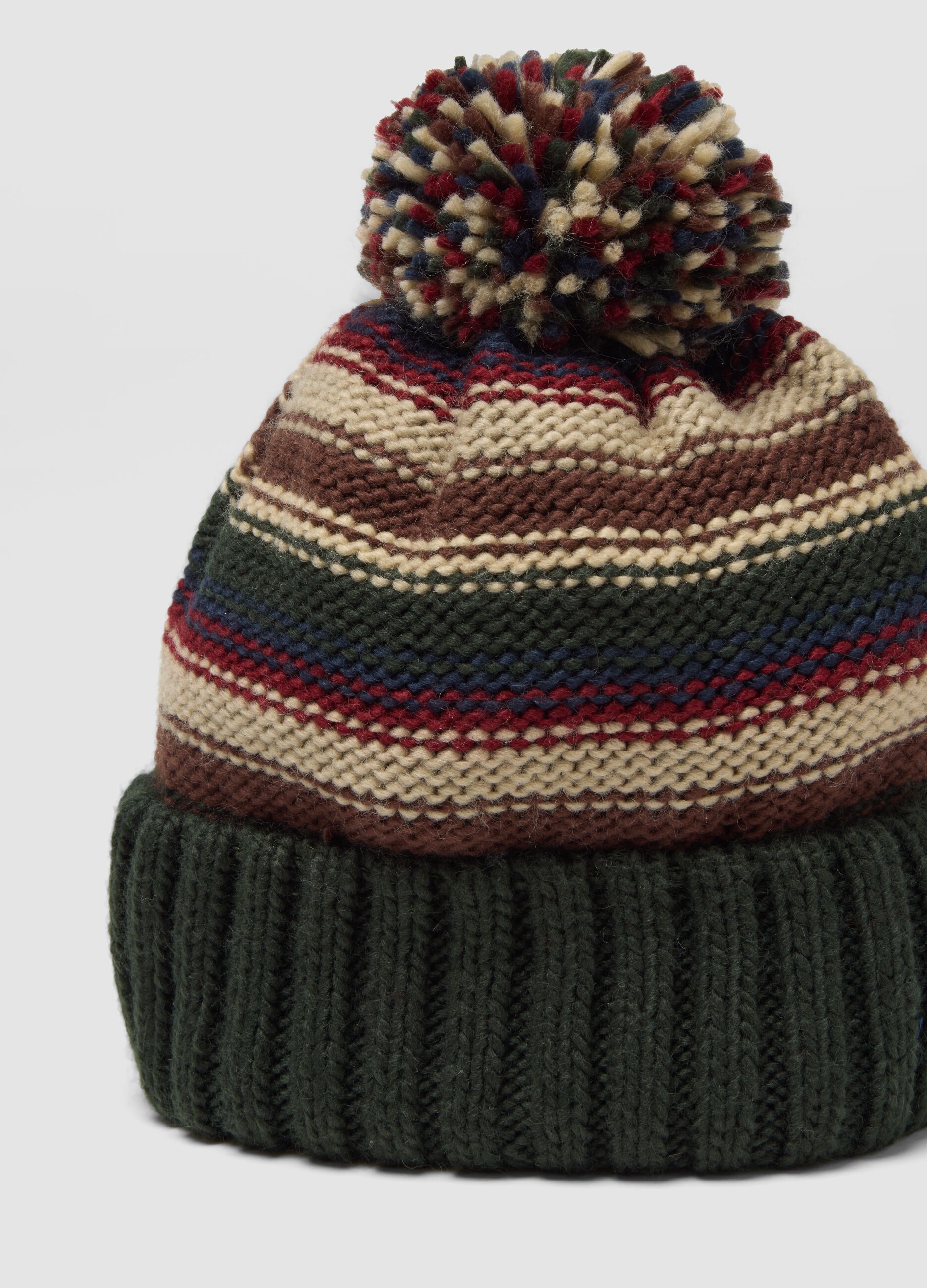 Berretto multicolor con pon pon