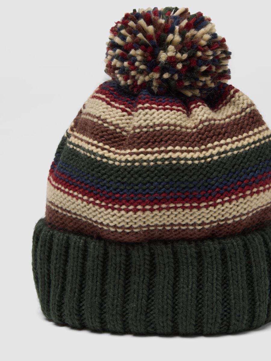 Multicolour beanie with pom pom_2