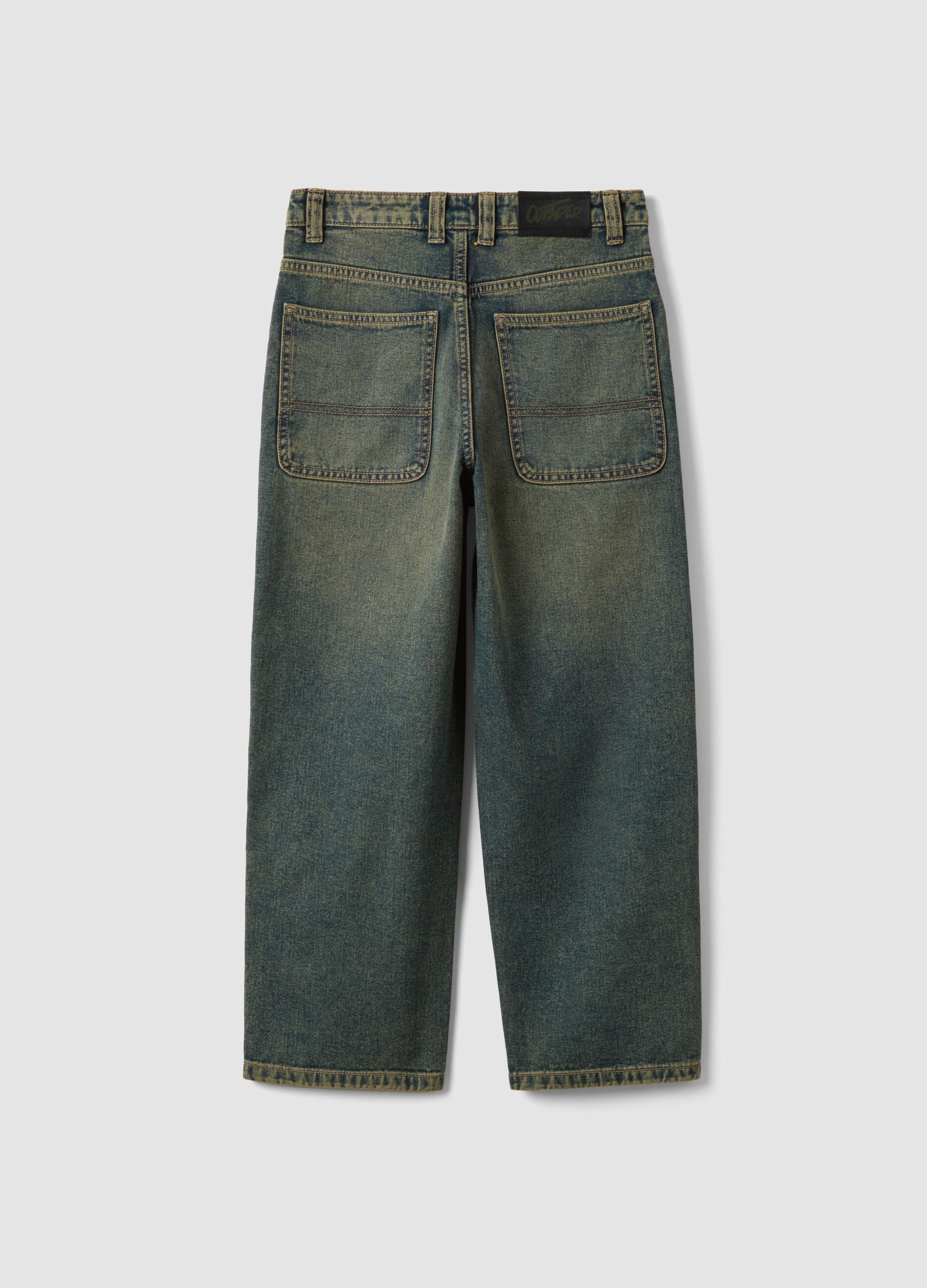 Blue pure cotton skater-fit jeans