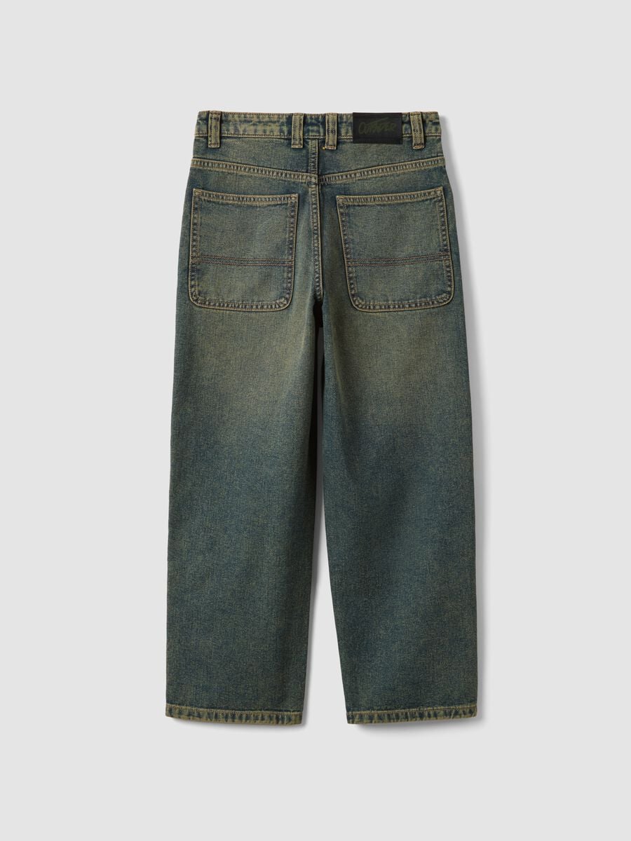 Blue pure cotton skater-fit jeans_5