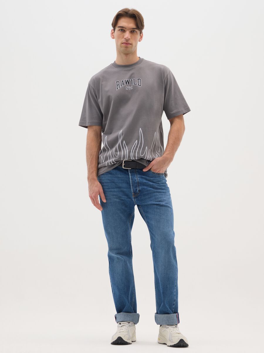 Grey pure cotton T-shirt with prints_1