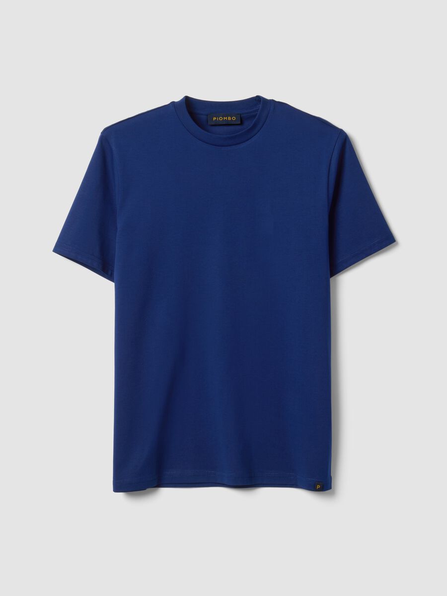 T-shirt girocollo blu in puro cotone Supima regular fit_0