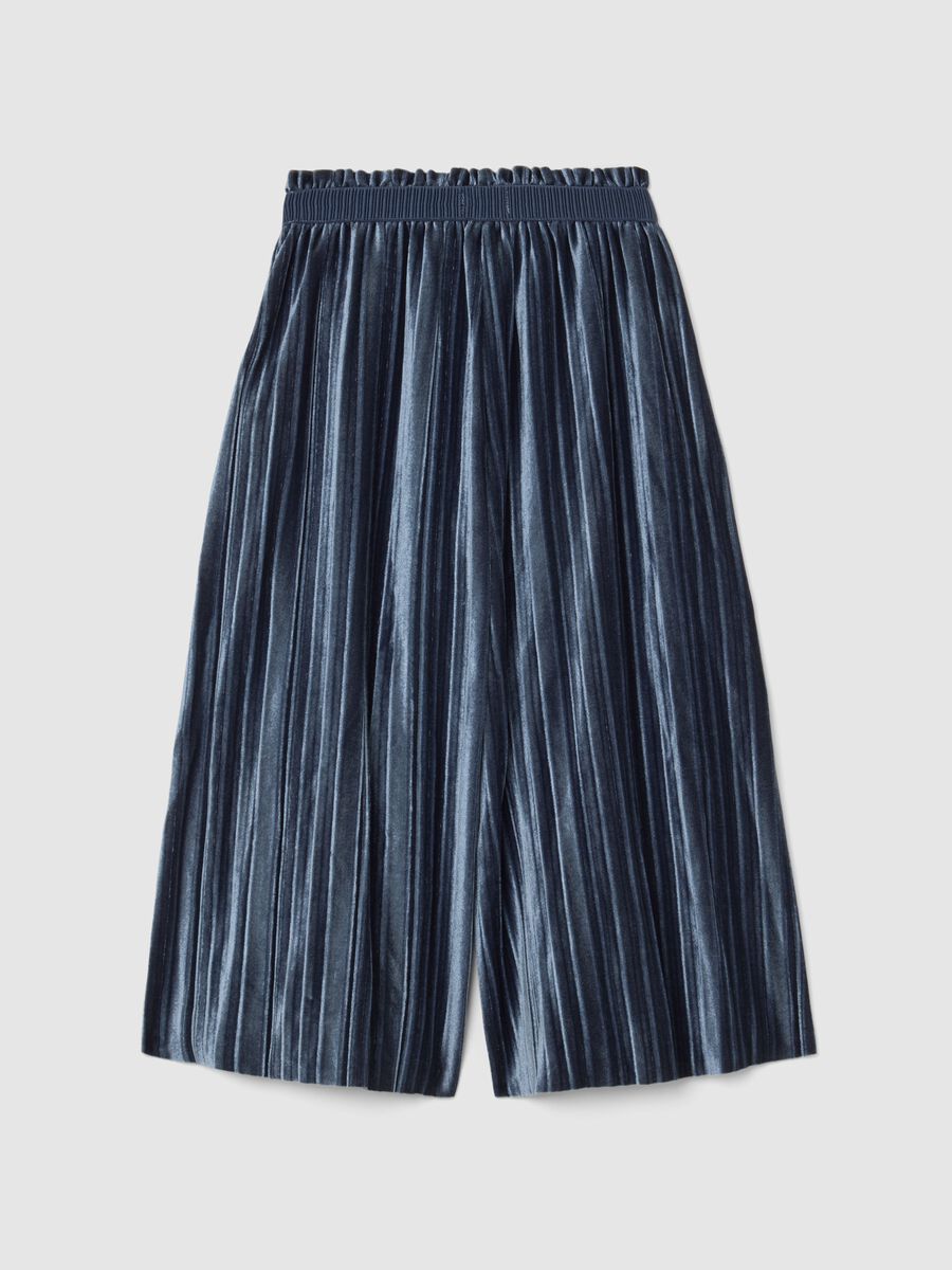 Girls' blue velour culottes with regular fit_2