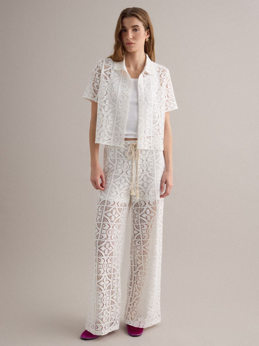 White perforated short-sleeve polo shirt, regular fit_2