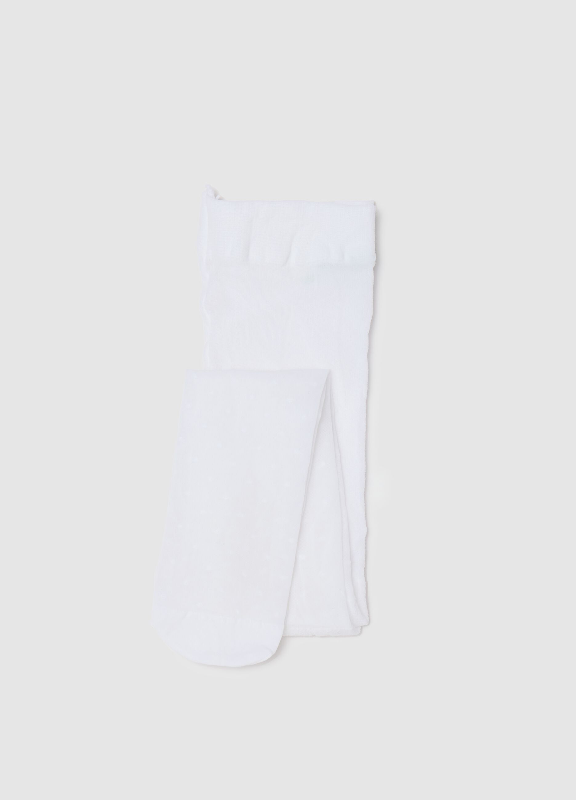 White microfibre tights with polka dots