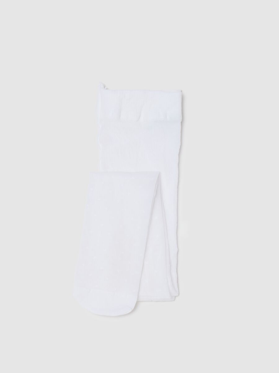 White microfibre tights with polka dots_0