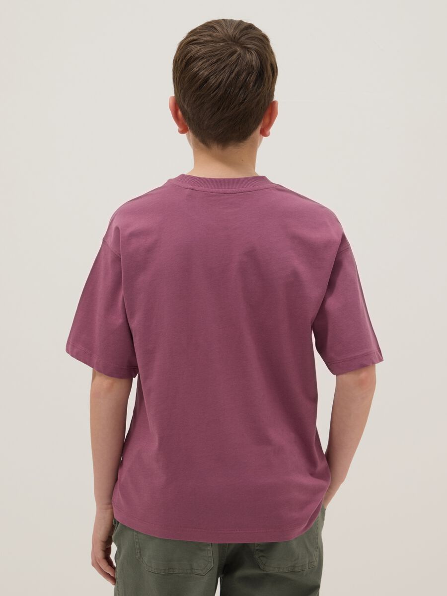 Boys&rsquo; purple 100% cotton oversized T-shirt with print_1
