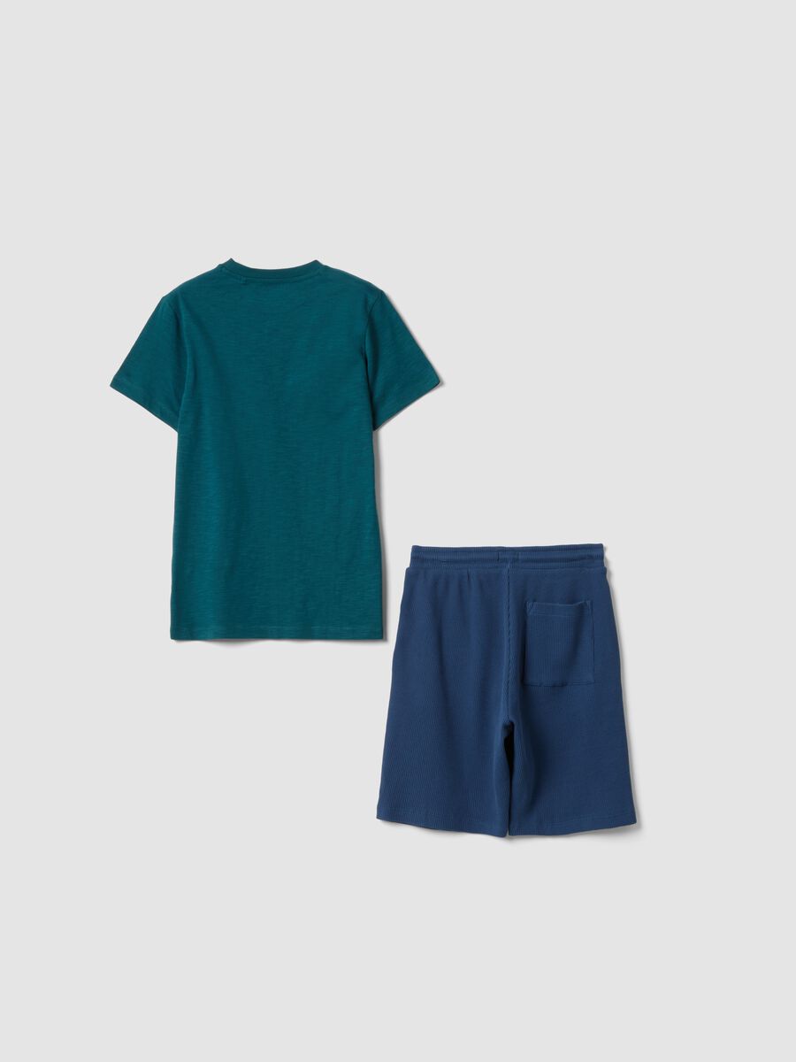Multicoloured pure cotton regular-fit T-shirt and shorts set for boys_1