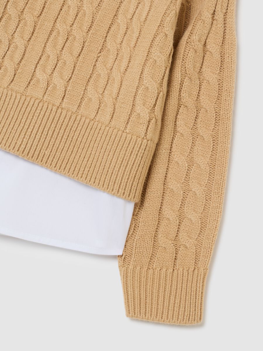 Maglione beige da bambina regular fit con lavorazione a maglia_2