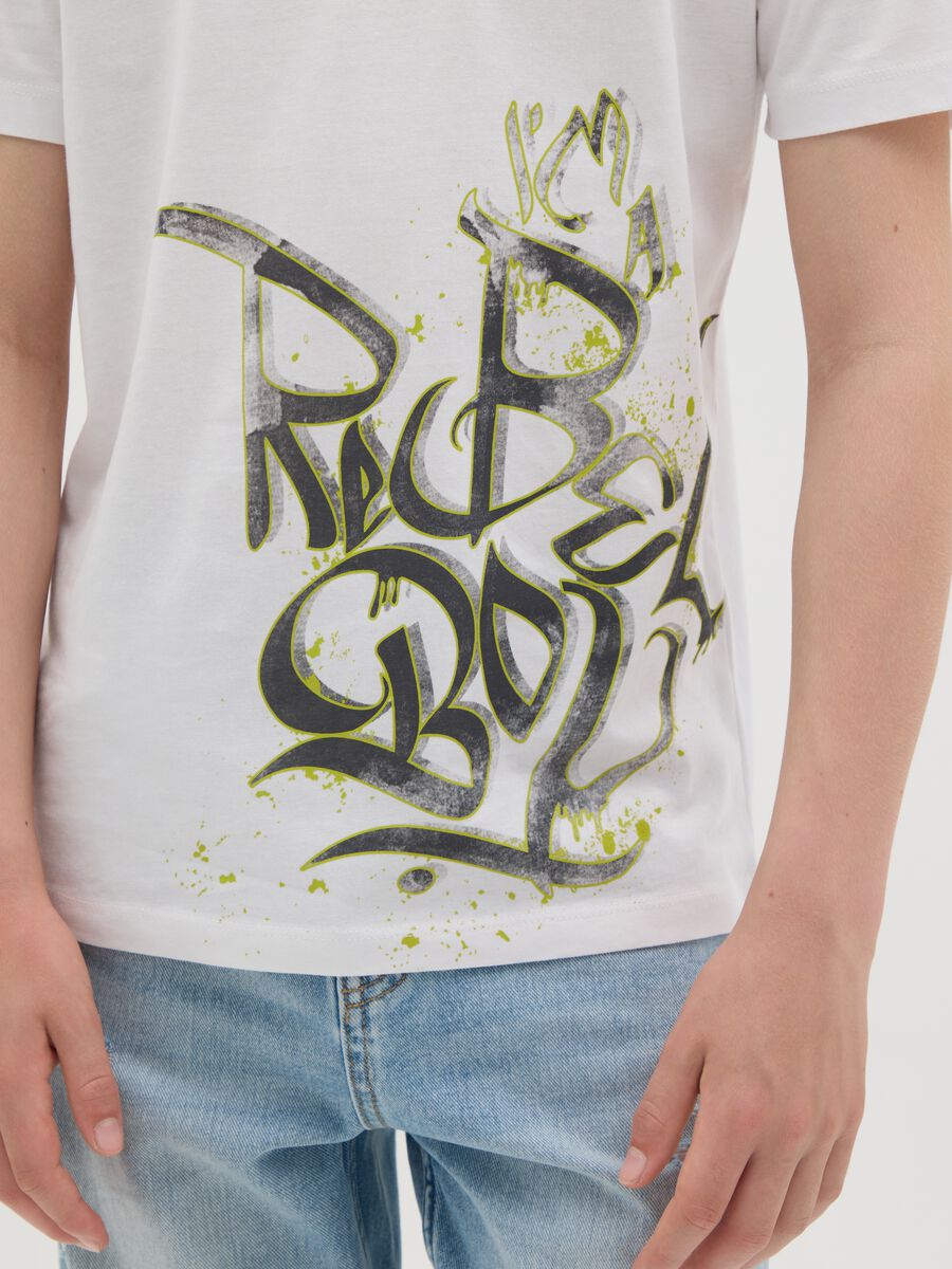 White cotton T-shirt with lettering print_2