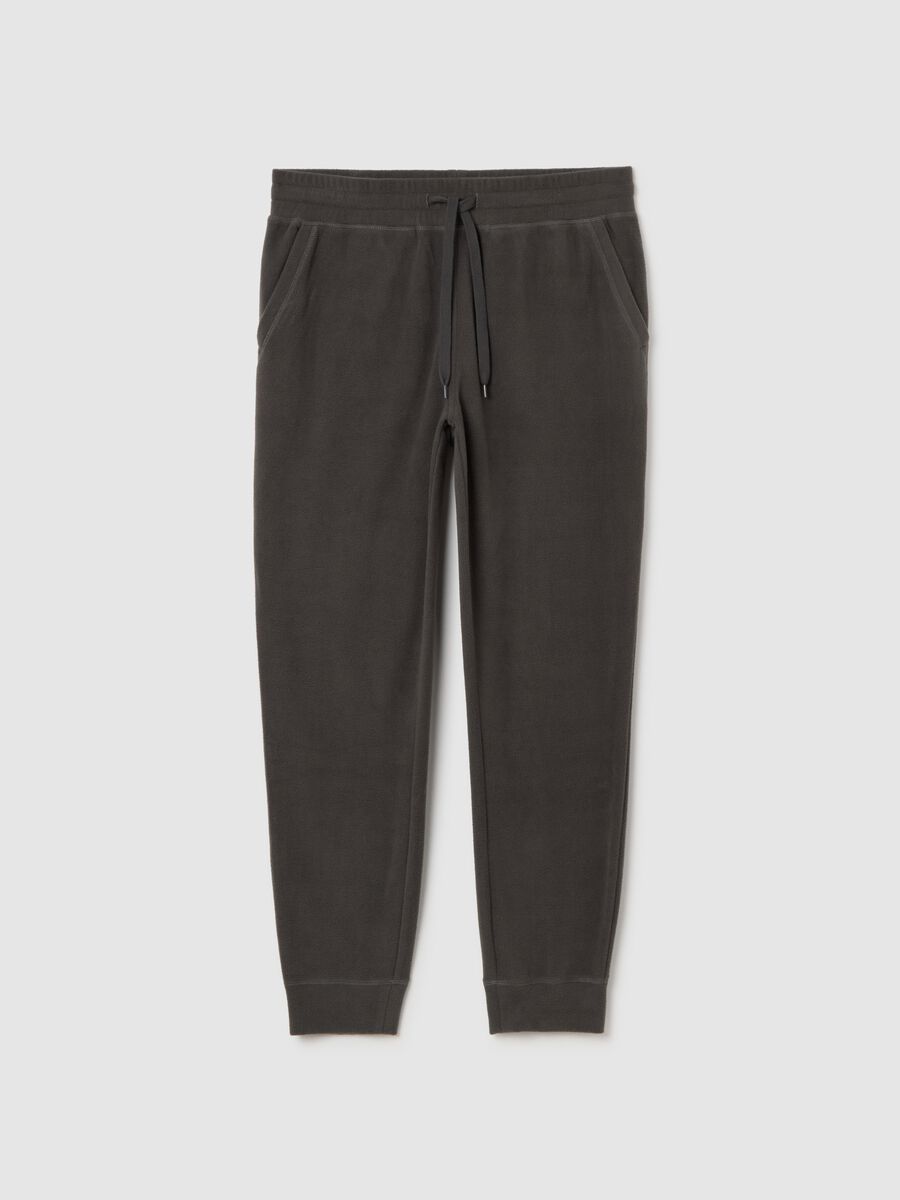 Grey fleece trousers with regular fit and elastic waist_4