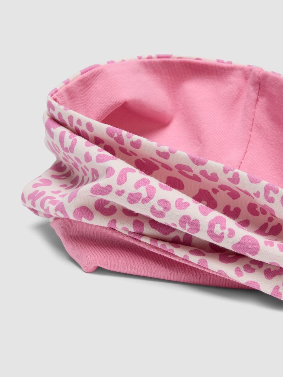 Sciarpa rosa in cotone elasticizzato con fantasia Lilo & Stitch per bambina_2