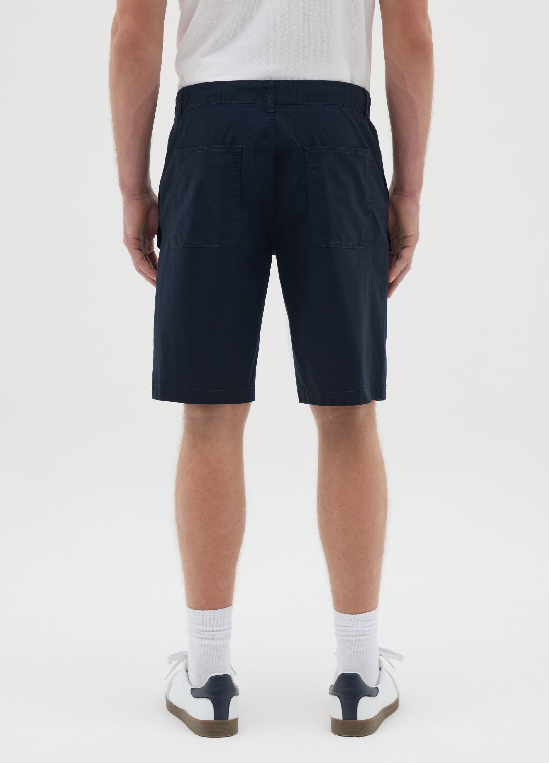 Men's blue cotton Bermuda shorts regular fit