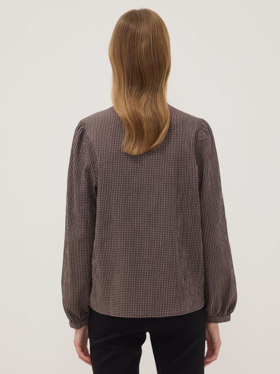 Brown stretch viscose shirt with Mandarin collar_3