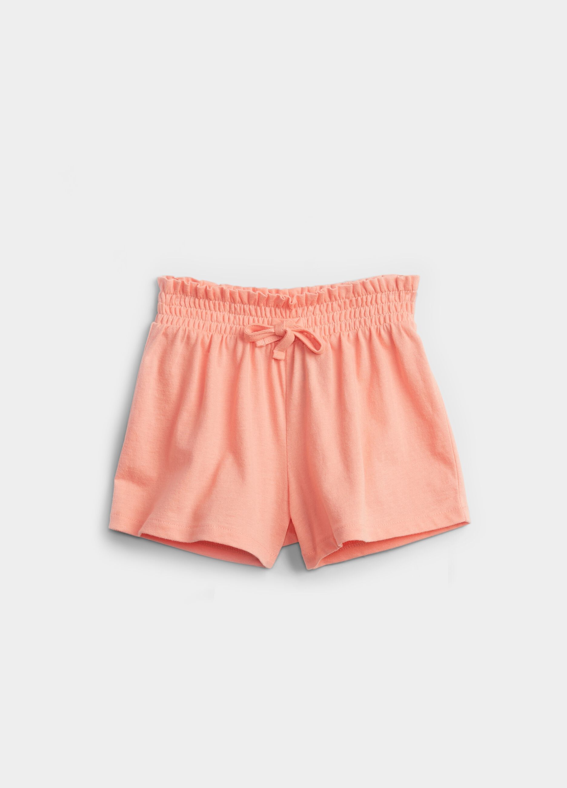 Cotton shorts with smocking