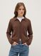 Brown cardigan with polo collar in pure cotton, regular fit_1