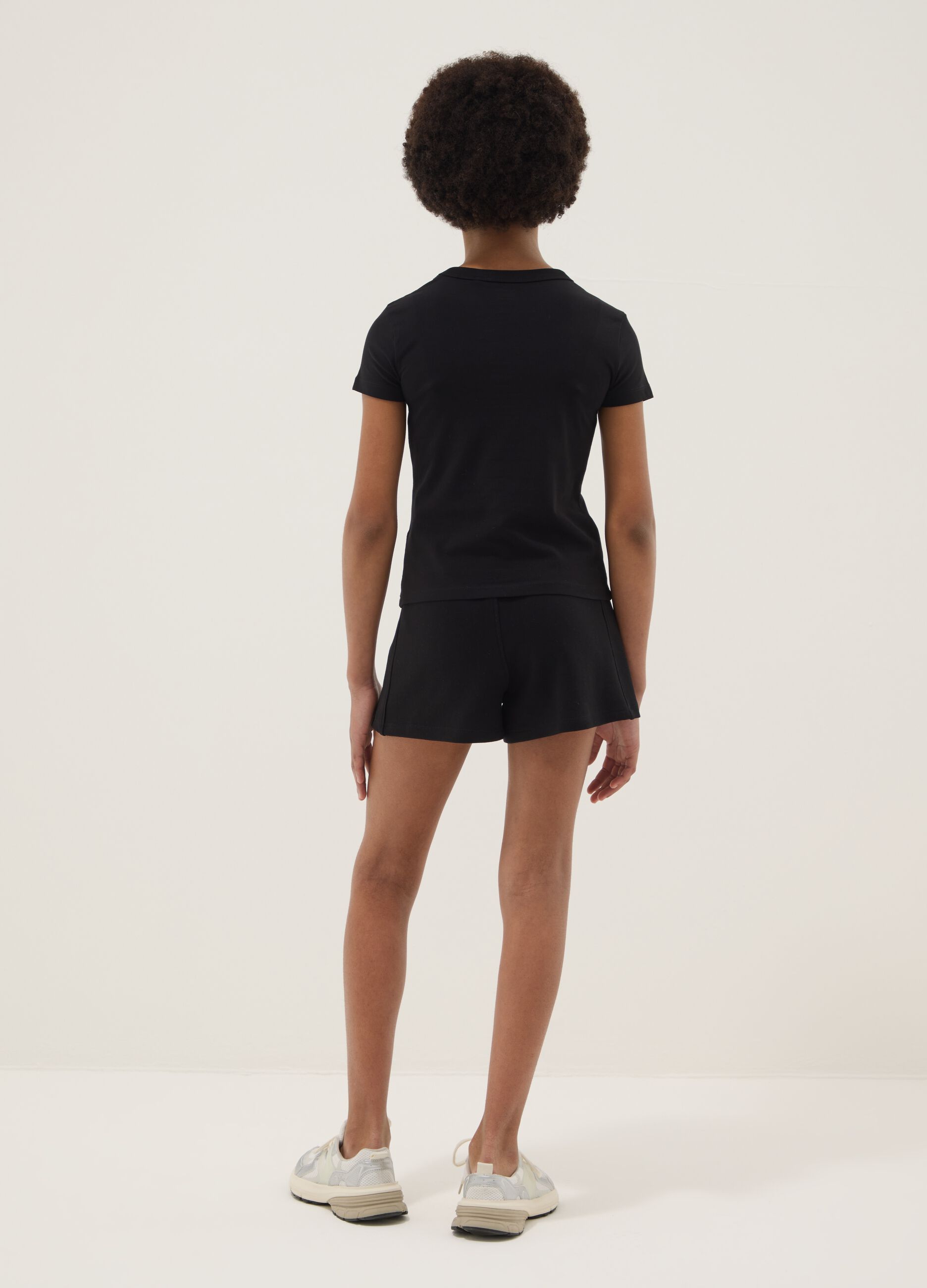 Girls&rsquo; black pure organic cotton shorts with elasticated waistband