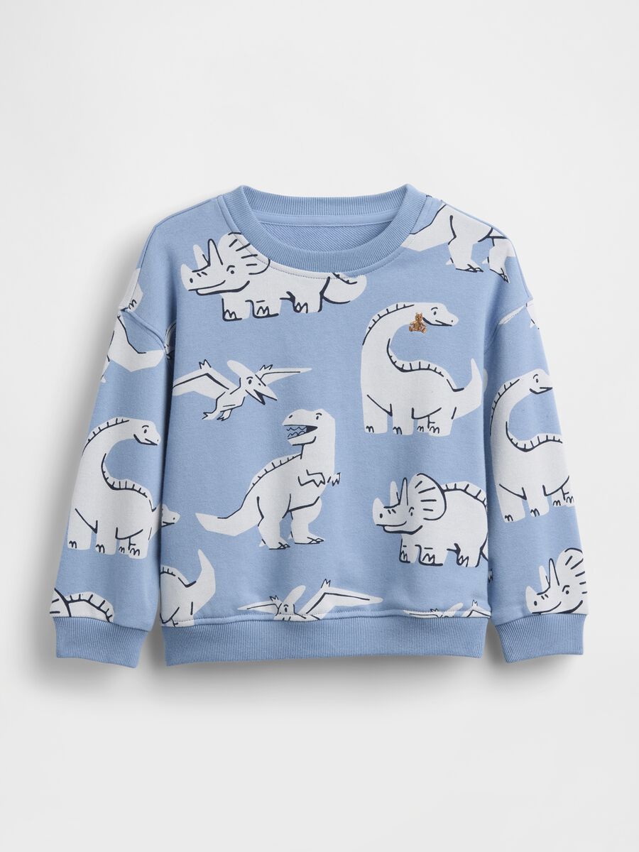 Felpa in misto cotone con stampa di dinosauri_0