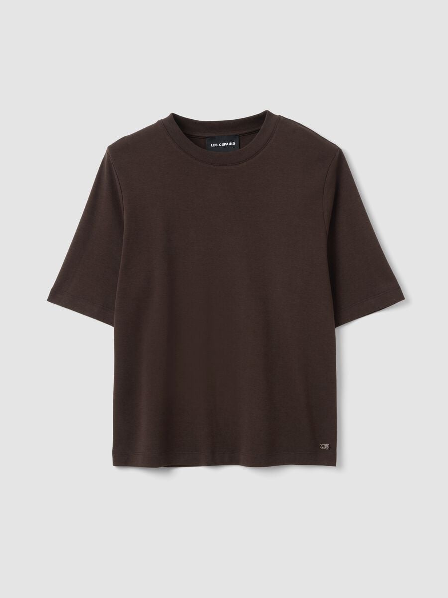 Brown boxy-fit T-shirt in a cotton&ndash;viscose blend_4